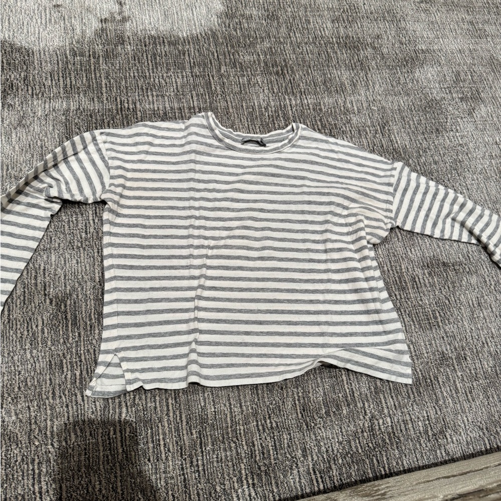Striped Women’s Shirt in Gray and White